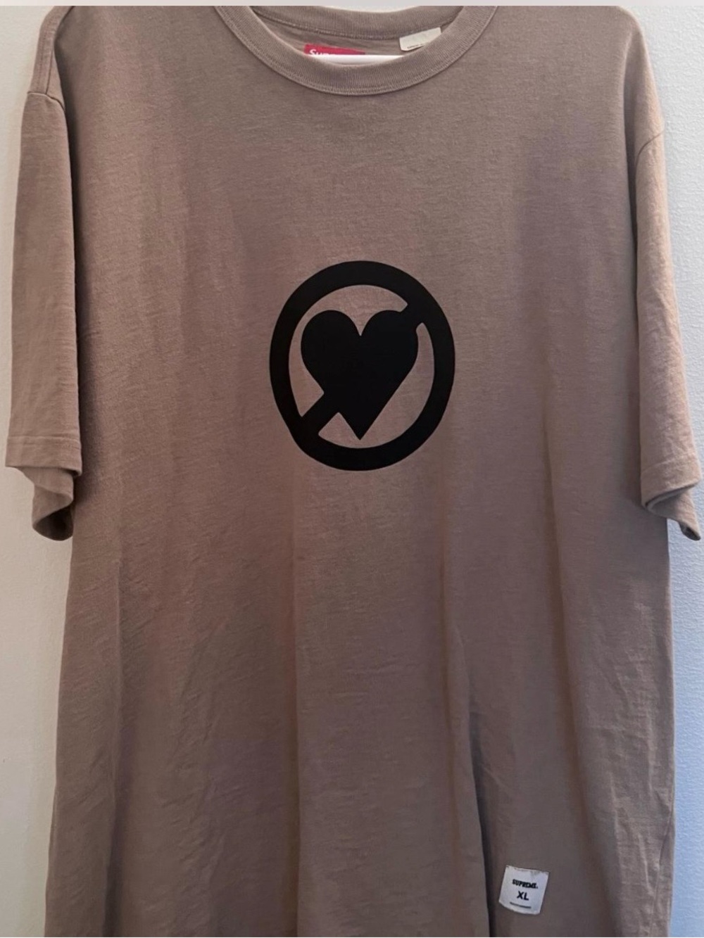 Supreme Taupe Short Sleeve “No Love” Tee.